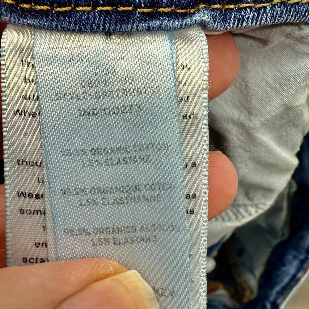 Good American Jeans Womens 20 Plus Blue High Rise Straight Leg‎ Raw Hem Denim